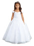 Little Girls Ivory Off Shoulder Lace Applique Corset Back Pageant Dress 2-6 - SophiasStyle.com